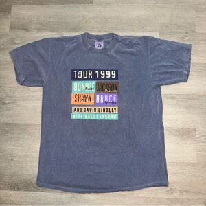 Vintage 1999 Bonnie Raitt Jackson Brown Shawn Bruce Tour T-shirt Size Large Blue